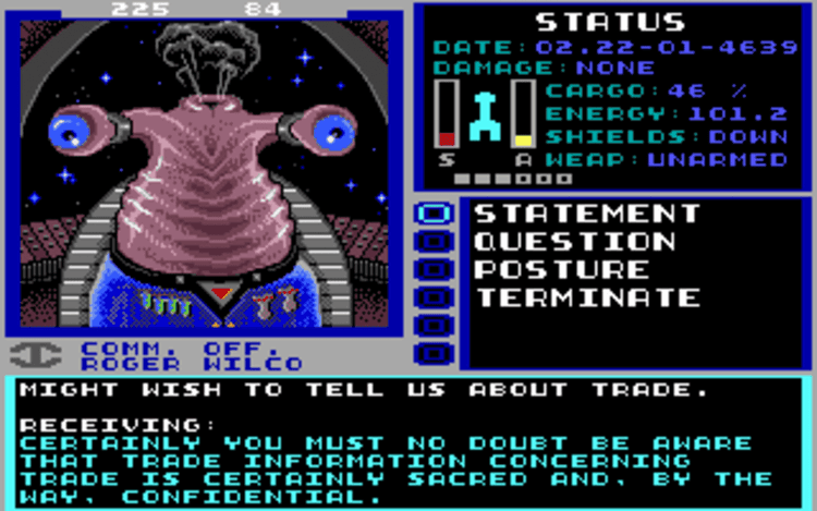 Gameplay screen of Starflight 2: Trade Routes of the Cloud Nebula (5/8) Gameplay screen of Starflight 2: Trade Routes of the Cloud Nebula (5/8)