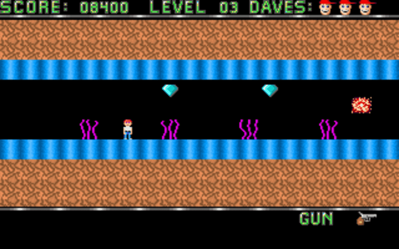 Gameplay screen of Dangerous Dave (2/4) Gameplay screen of Dangerous Dave (2/4)