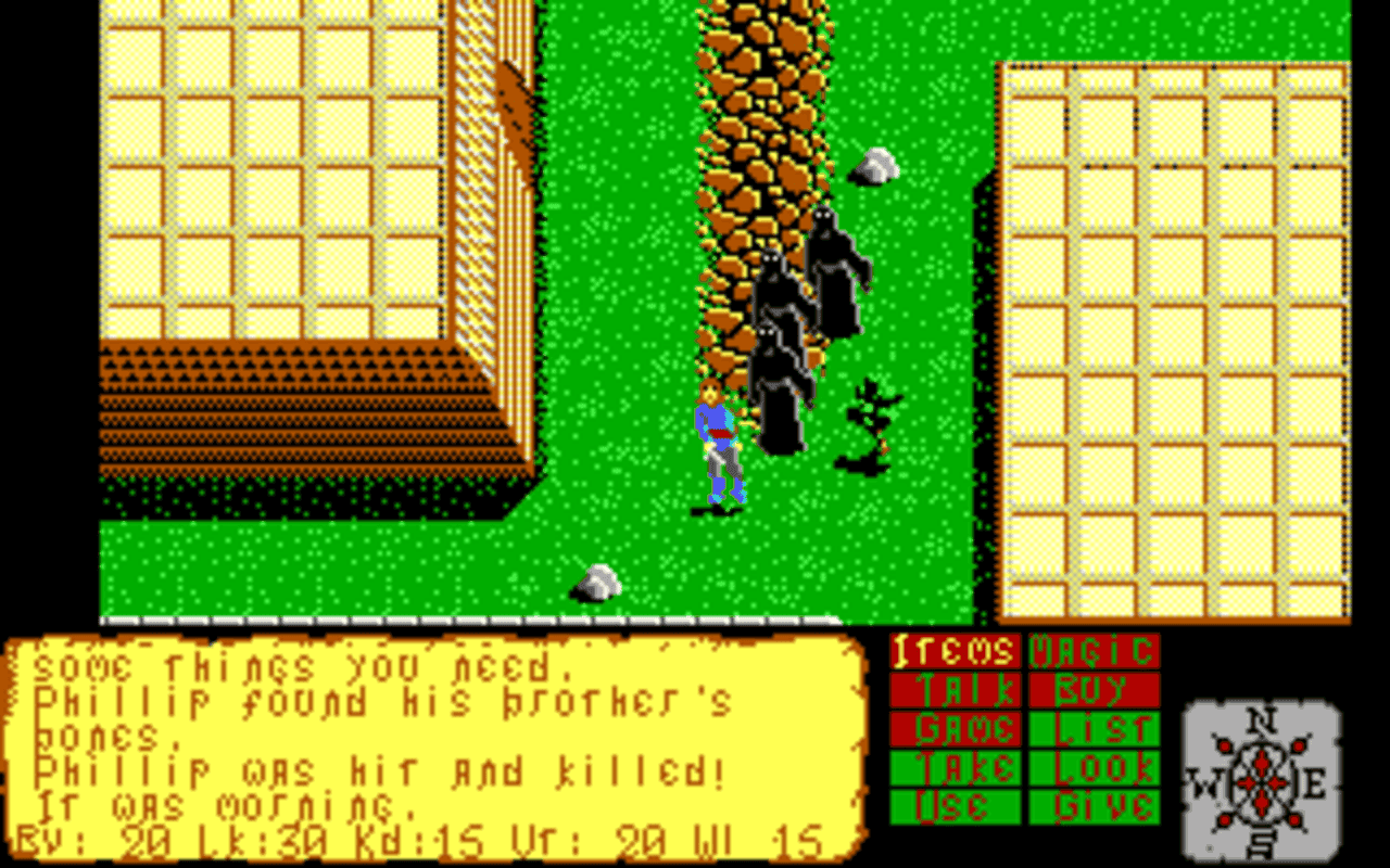 Gameplay screen of The Faery Tale Adventure: Book I (1/8) Gameplay screen of The Faery Tale Adventure: Book I (1/8)