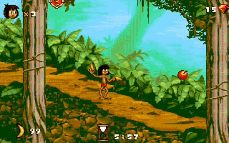 Gameplay screen of Disney's The Jungle Book (1/8) Gameplay screen of Disney's The Jungle Book (1/8)