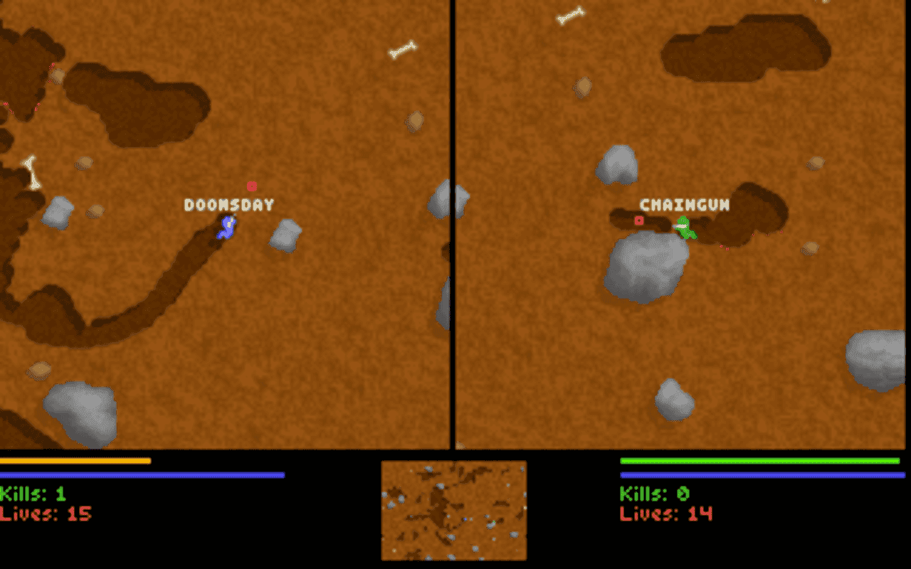 Gameplay screen of Liero (7/8) Gameplay screen of Liero (7/8)