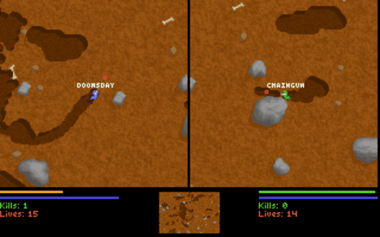 Gameplay screen of Liero (7/8) Gameplay screen of Liero (7/8)