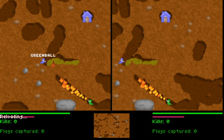 Gameplay screen of Liero (2/8) Gameplay screen of Liero (2/8)