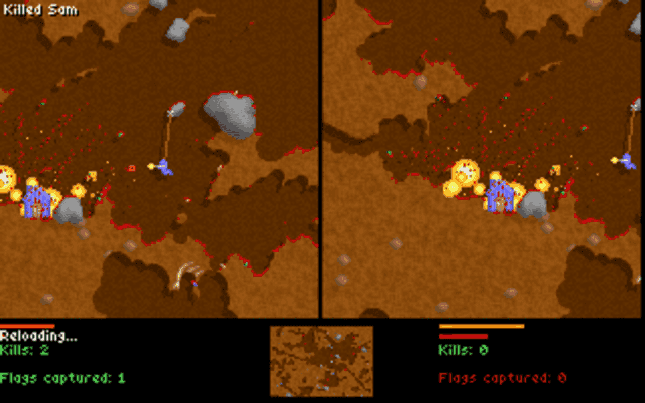 Gameplay screen of Liero (5/8) Gameplay screen of Liero (5/8)