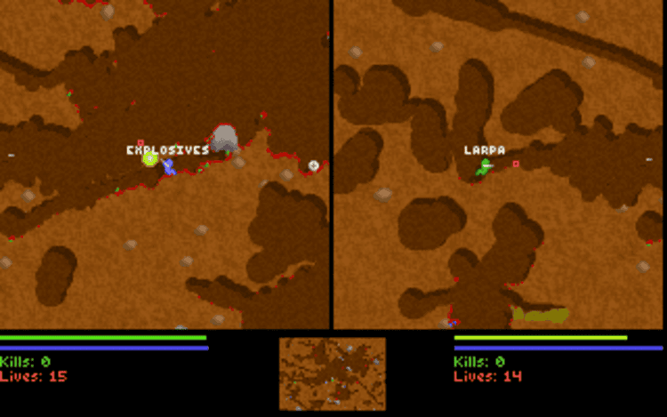 Gameplay screen of Liero (6/8) Gameplay screen of Liero (6/8)