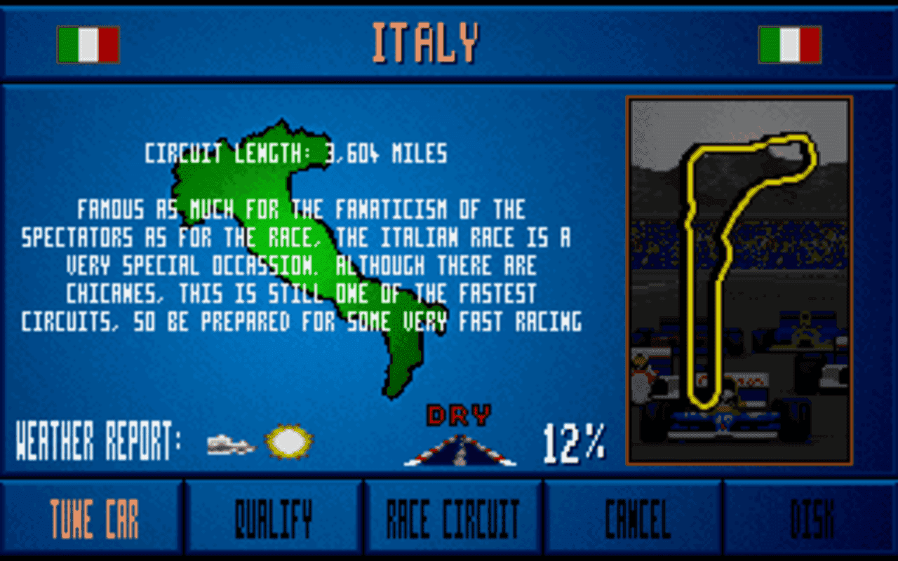 Gameplay screen of Nigel Mansell's World Championship Racing (2/4) Gameplay screen of Nigel Mansell's World Championship Racing (2/4)