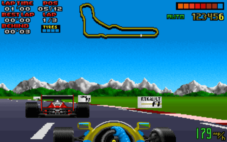Gameplay screen of Nigel Mansell's World Championship Racing (4/4) Gameplay screen of Nigel Mansell's World Championship Racing (4/4)