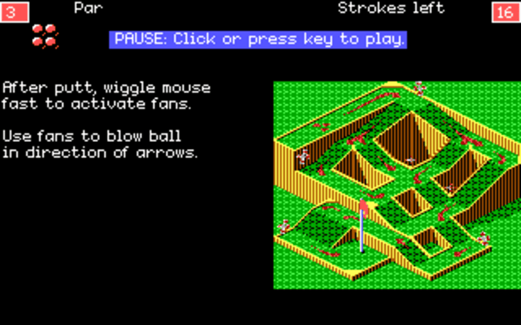 Gameplay screen of Will Harvey's Zany Golf (6/8) Gameplay screen of Will Harvey's Zany Golf (6/8)