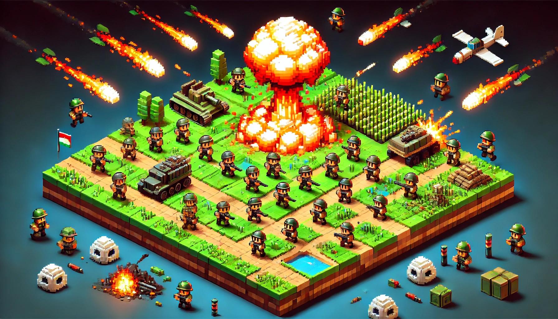 Miniature soldiers in playful combat Miniature soldiers in playful combat