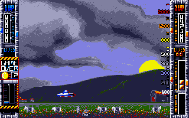 Gameplay screen of Taito's Super Space Invaders (5/8) Gameplay screen of Taito's Super Space Invaders (5/8)