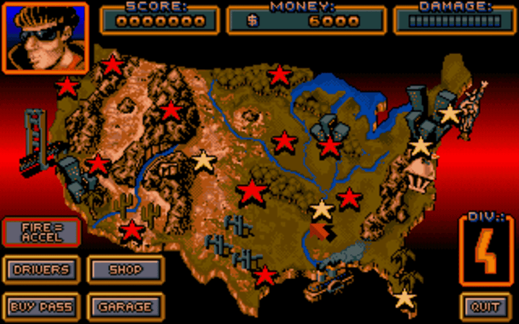 Gameplay screen of Lamborghini: American Challenge (2/8) Gameplay screen of Lamborghini: American Challenge (2/8)