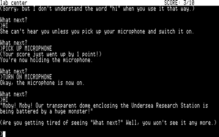 Gameplay screen of Seastalker (3/4) Gameplay screen of Seastalker (3/4)