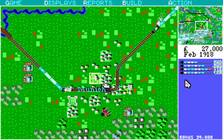 Gameplay screen of Sid Meier's Railroad Tycoon (1/8) Gameplay screen of Sid Meier's Railroad Tycoon (1/8)