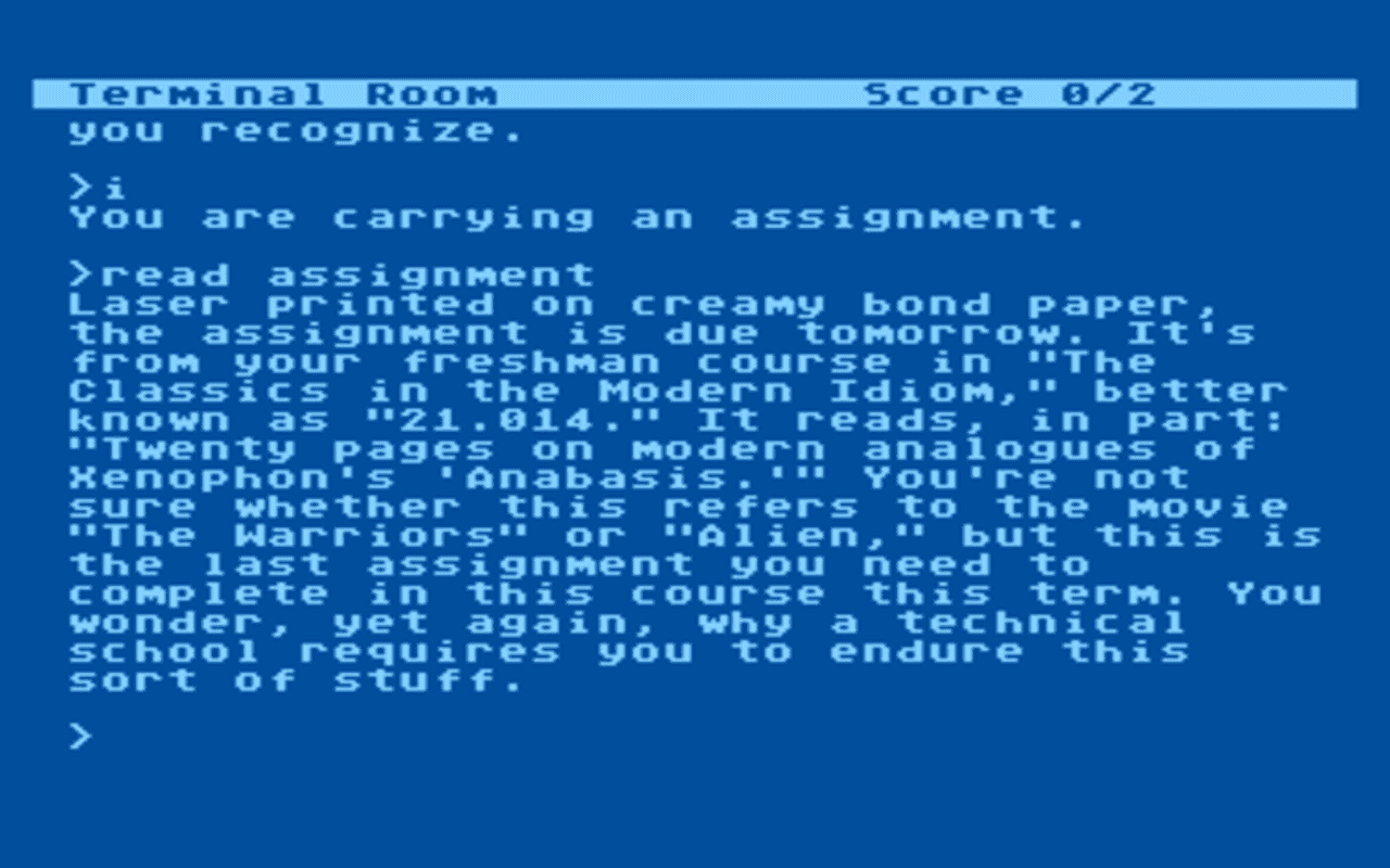 Gameplay screen of The Lurking Horror (3/4) Gameplay screen of The Lurking Horror (3/4)