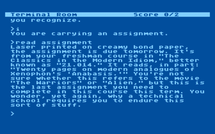 Gameplay screen of The Lurking Horror (3/4) Gameplay screen of The Lurking Horror (3/4)