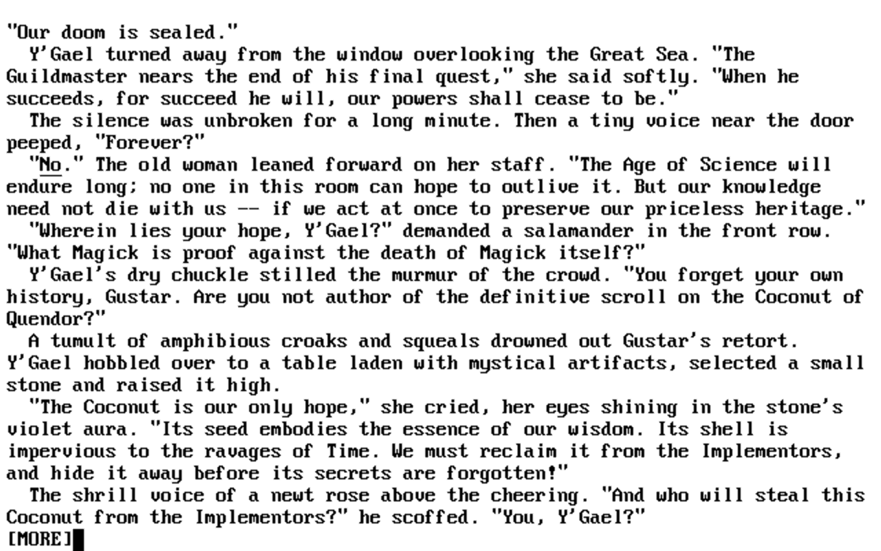 Gameplay screen of Beyond Zork: The Coconut of Quendor (1/4) Gameplay screen of Beyond Zork: The Coconut of Quendor (1/4)