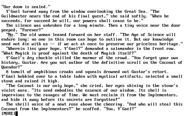 Gameplay screen of Beyond Zork: The Coconut of Quendor (1/4) Gameplay screen of Beyond Zork: The Coconut of Quendor (1/4)