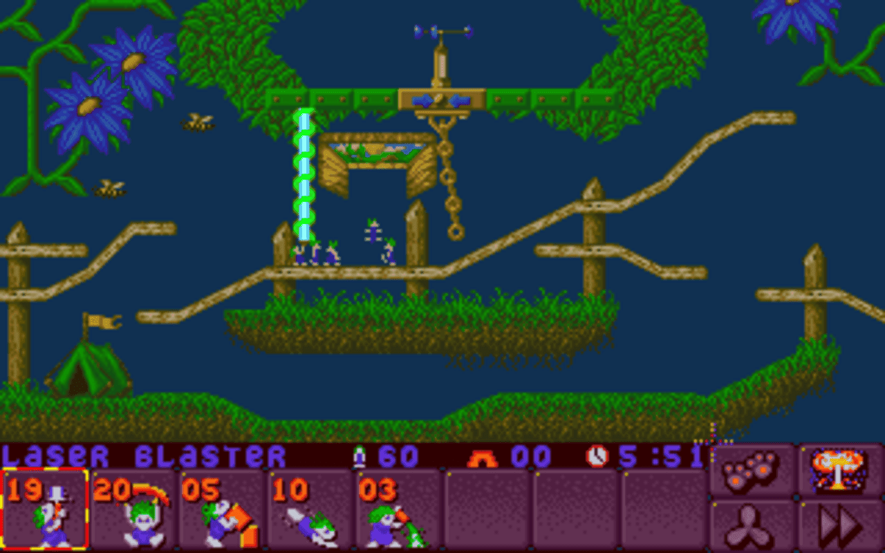 Gameplay screen of Lemmings 2: The Tribes (8/8) Gameplay screen of Lemmings 2: The Tribes (8/8)