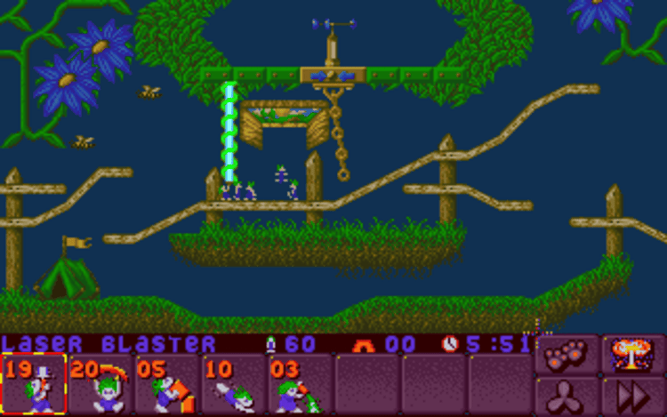 Gameplay screen of Lemmings 2: The Tribes (8/8) Gameplay screen of Lemmings 2: The Tribes (8/8)