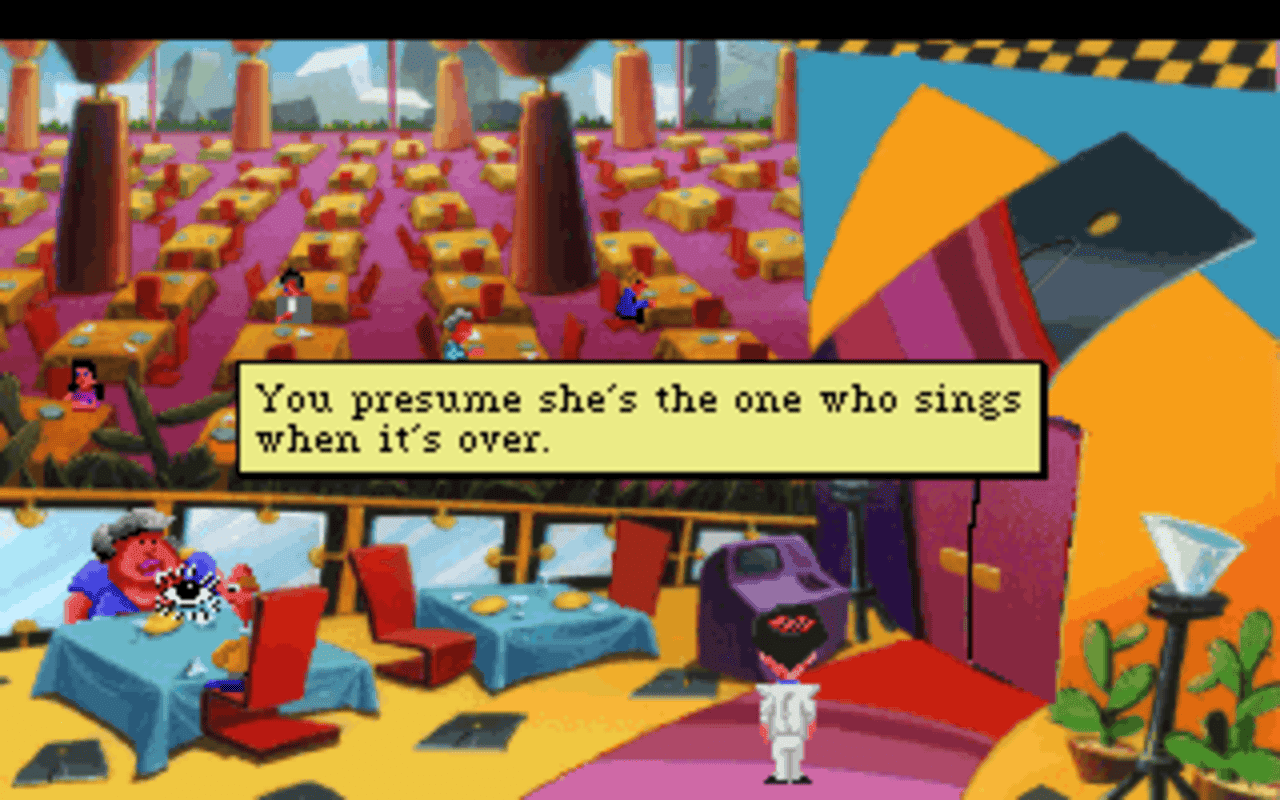 Gameplay screen of Leisure Suit Larry 5: Passionate Patti Does a Little Undercover Work (4/8) Gameplay screen of Leisure Suit Larry 5: Passionate Patti Does a Little Undercover Work (4/8)