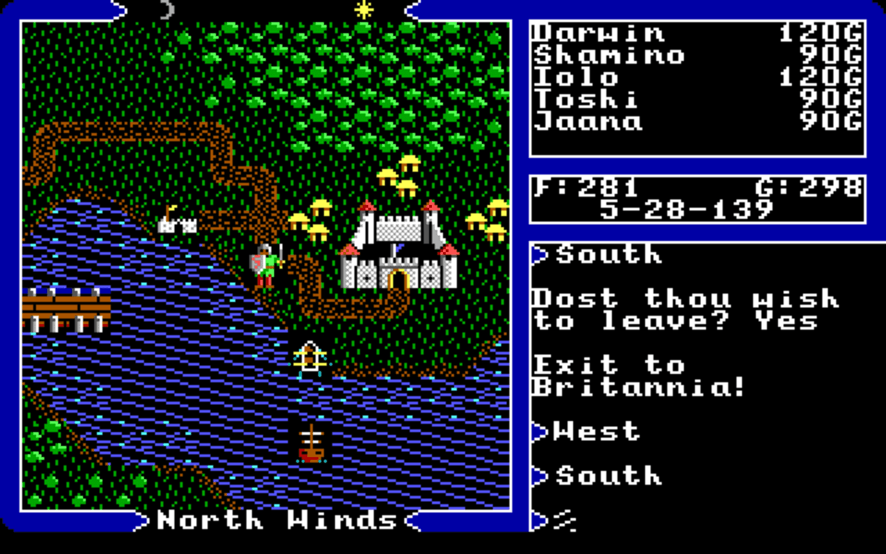 Gameplay screen of Ultima V: Warriors of Destiny (6/8) Gameplay screen of Ultima V: Warriors of Destiny (6/8)