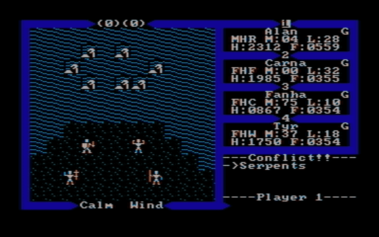 Gameplay screen of Exodus: Ultima III (7/8) Gameplay screen of Exodus: Ultima III (7/8)