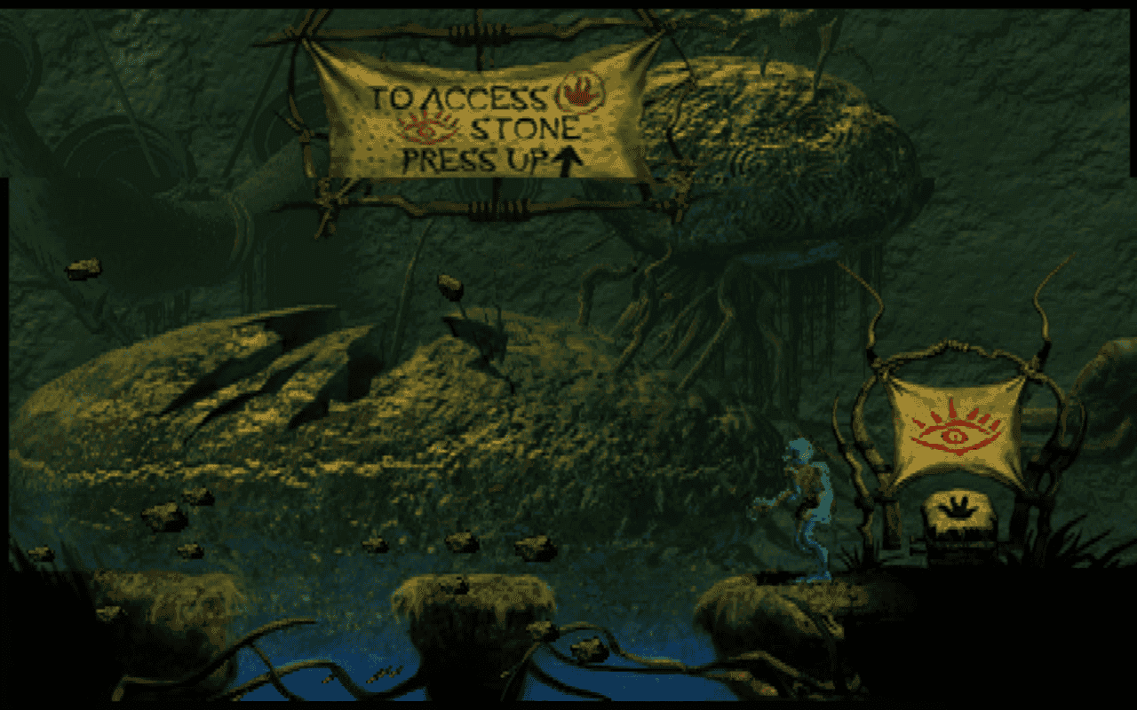 Gameplay screen of Oddworld: Abe's Oddysee (3/8) Gameplay screen of Oddworld: Abe's Oddysee (3/8)