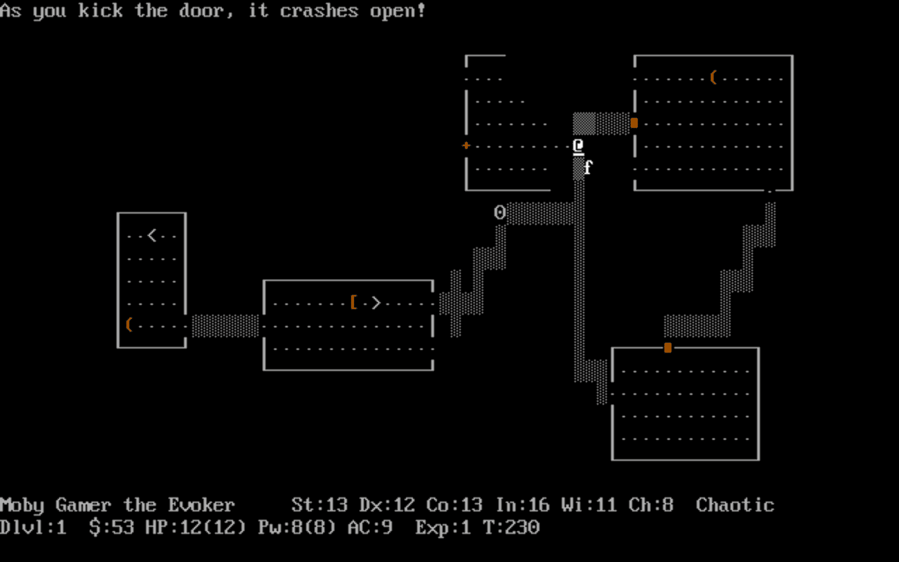 Gameplay screen of NetHack (5/8) Gameplay screen of NetHack (5/8)