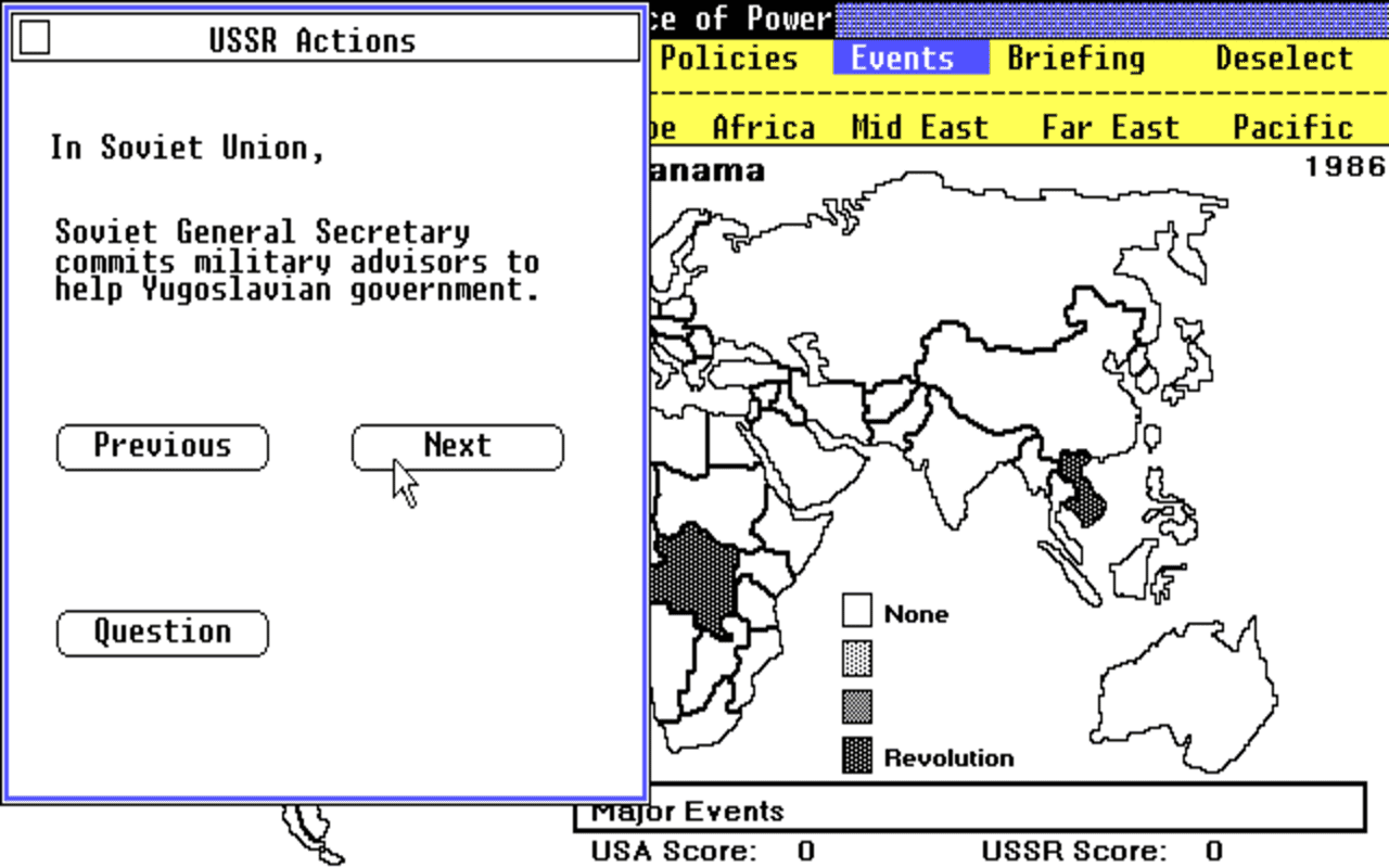 Gameplay screen of Balance of Power (5/8) Gameplay screen of Balance of Power (5/8)
