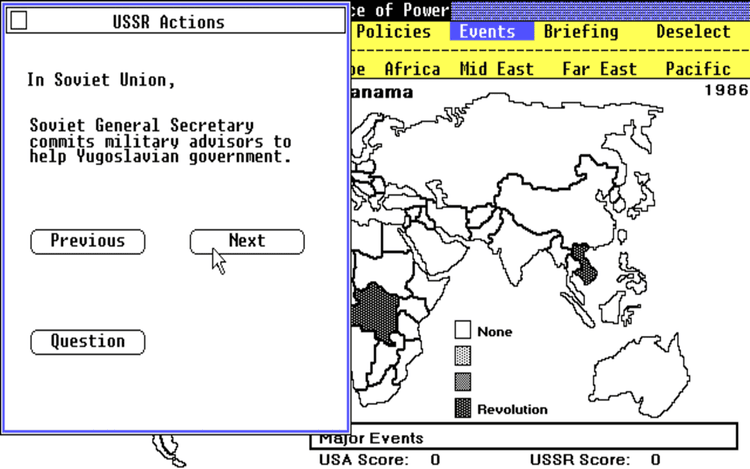 Gameplay screen of Balance of Power (5/8) Gameplay screen of Balance of Power (5/8)