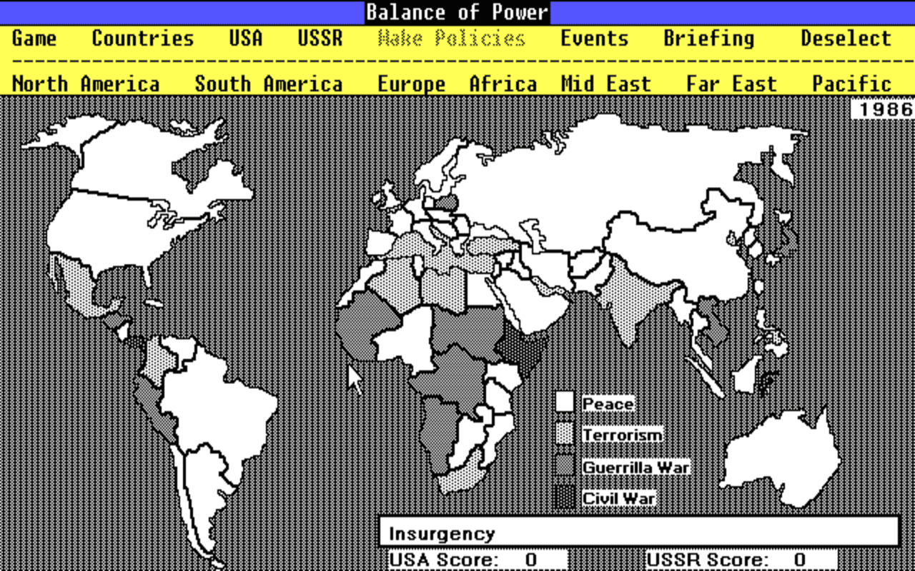 Gameplay screen of Balance of Power (3/8) Gameplay screen of Balance of Power (3/8)