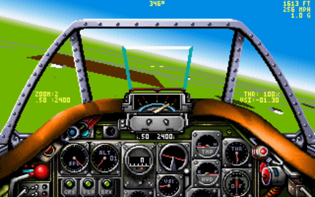 Gameplay screen of Chuck Yeager's Air Combat (5/8) Gameplay screen of Chuck Yeager's Air Combat (5/8)