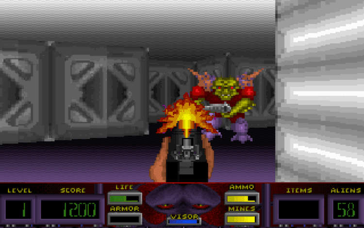 Gameplay screen of Corridor 7: Alien Invasion (7/8) Gameplay screen of Corridor 7: Alien Invasion (7/8)