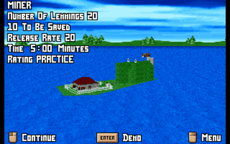 Gameplay screen of Lemmings 3D (6/8) Gameplay screen of Lemmings 3D (6/8)