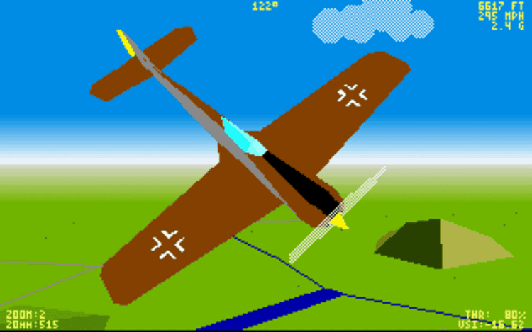 Gameplay screen of Chuck Yeager's Air Combat (1/8) Gameplay screen of Chuck Yeager's Air Combat (1/8)