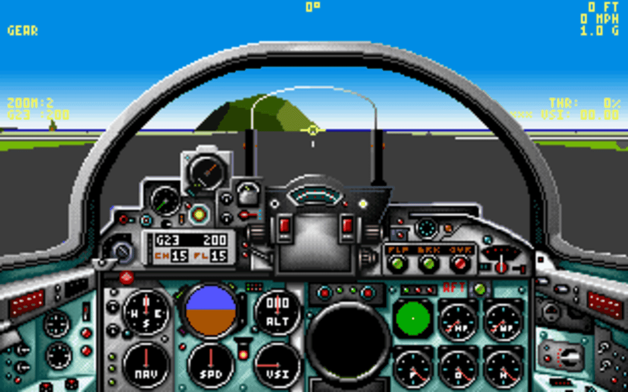 Gameplay screen of Chuck Yeager's Air Combat (4/8) Gameplay screen of Chuck Yeager's Air Combat (4/8)