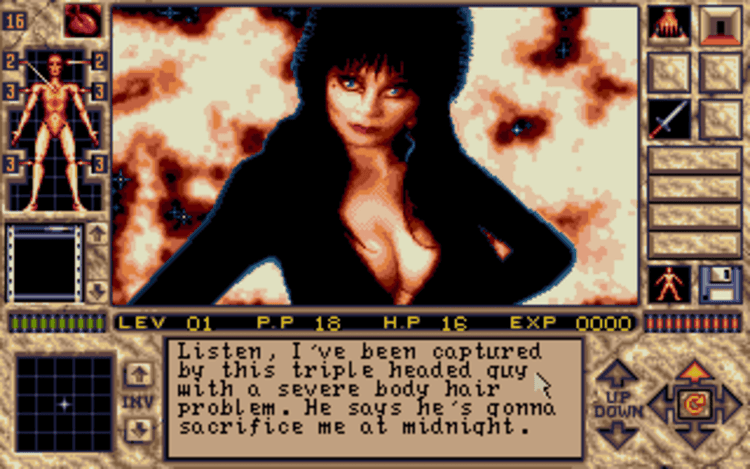 Gameplay screen of Elvira II: The Jaws of Cerberus (3/8) Gameplay screen of Elvira II: The Jaws of Cerberus (3/8)