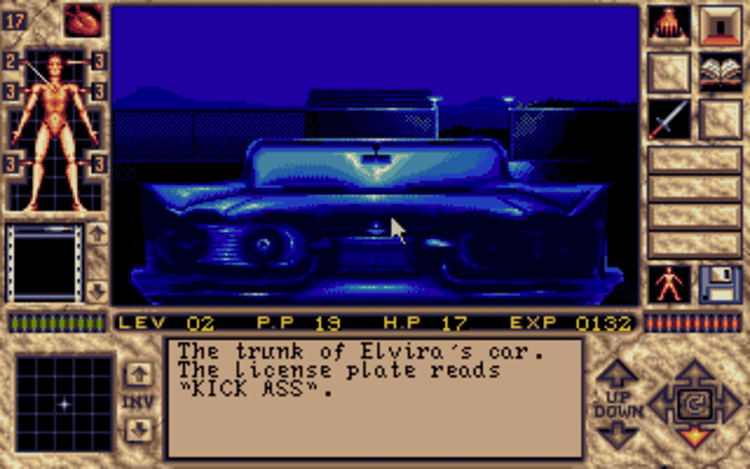 Gameplay screen of Elvira II: The Jaws of Cerberus (6/8) Gameplay screen of Elvira II: The Jaws of Cerberus (6/8)