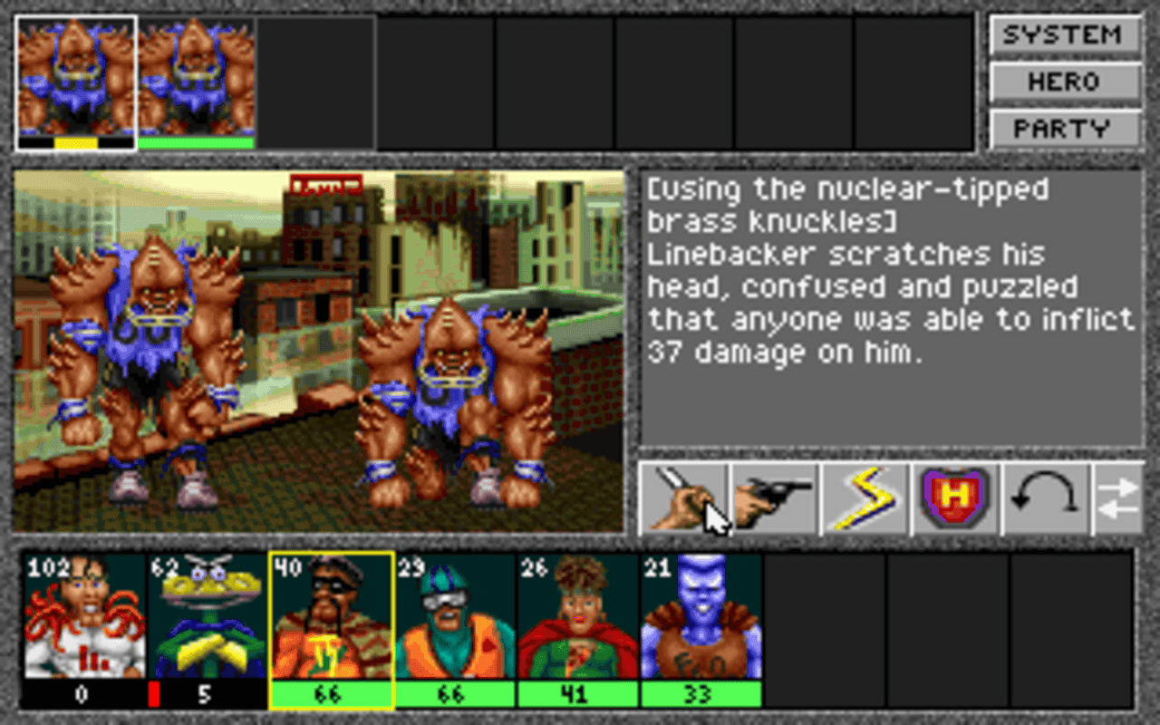 Gameplay screen of Superhero League of Hoboken (7/8) Gameplay screen of Superhero League of Hoboken (7/8)