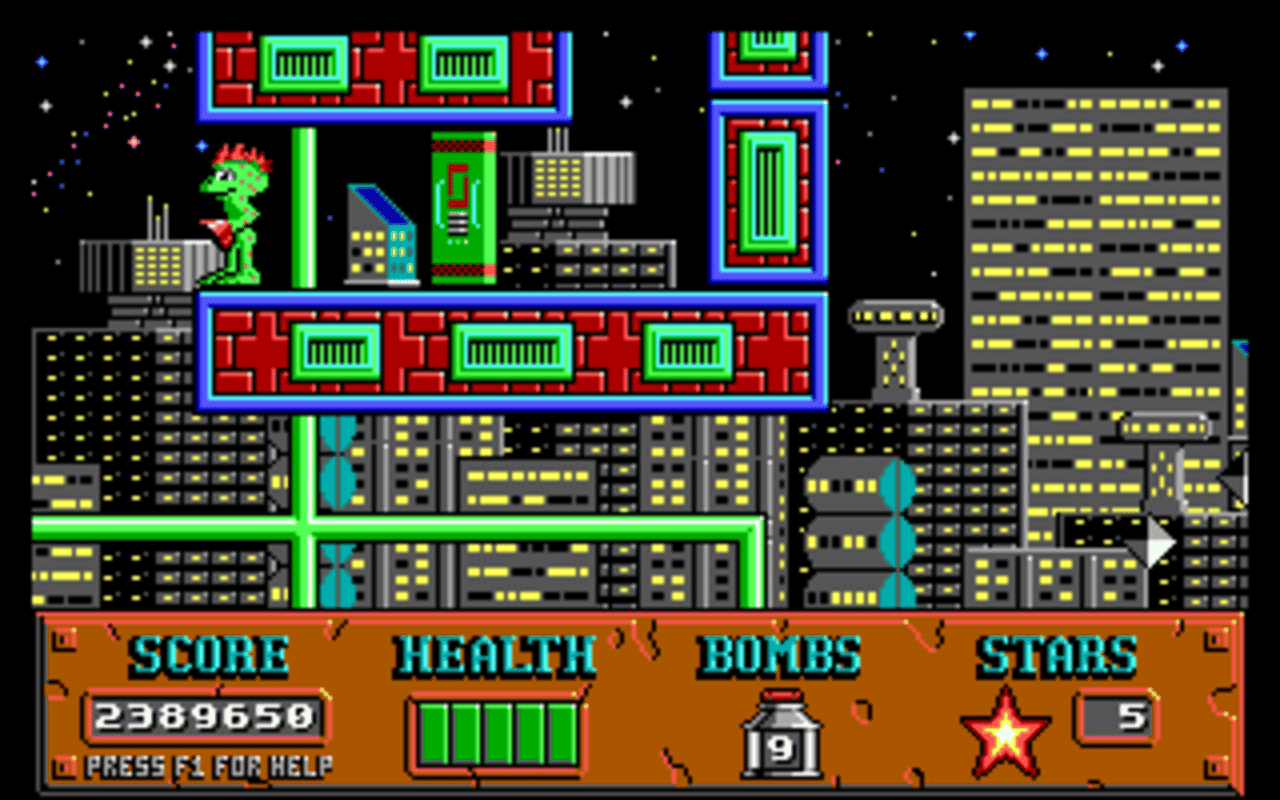 Gameplay screen of Cosmo's Cosmic Adventure (7/8) Gameplay screen of Cosmo's Cosmic Adventure (7/8)