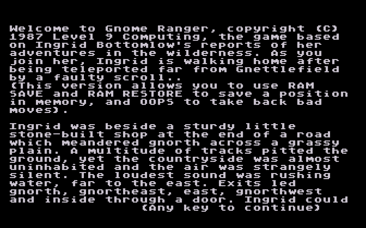 Gameplay screen of Gnome Ranger (1/4) Gameplay screen of Gnome Ranger (1/4)