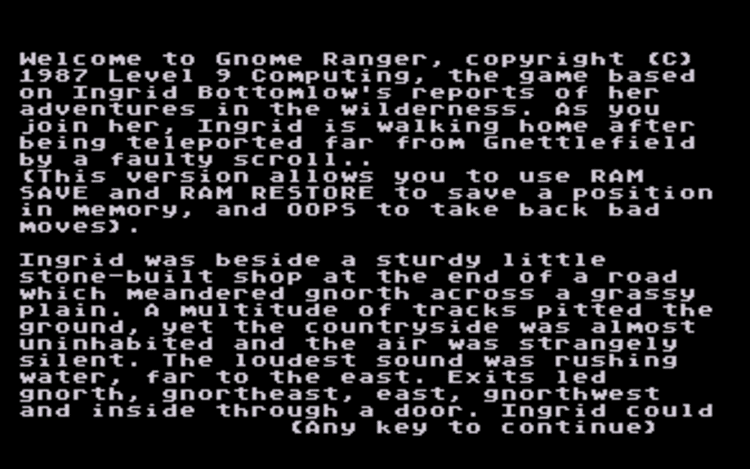 Gameplay screen of Gnome Ranger (1/4) Gameplay screen of Gnome Ranger (1/4)