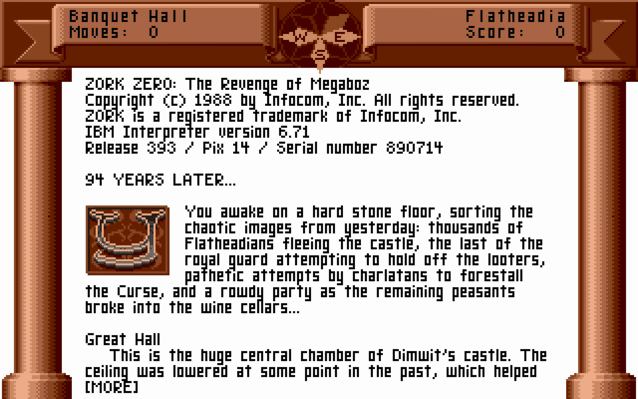 Gameplay screen of Zork Zero: The Revenge of Megaboz (7/8) Gameplay screen of Zork Zero: The Revenge of Megaboz (7/8)