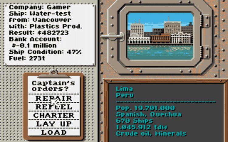 Gameplay screen of Ports of Call (1/8) Gameplay screen of Ports of Call (1/8)