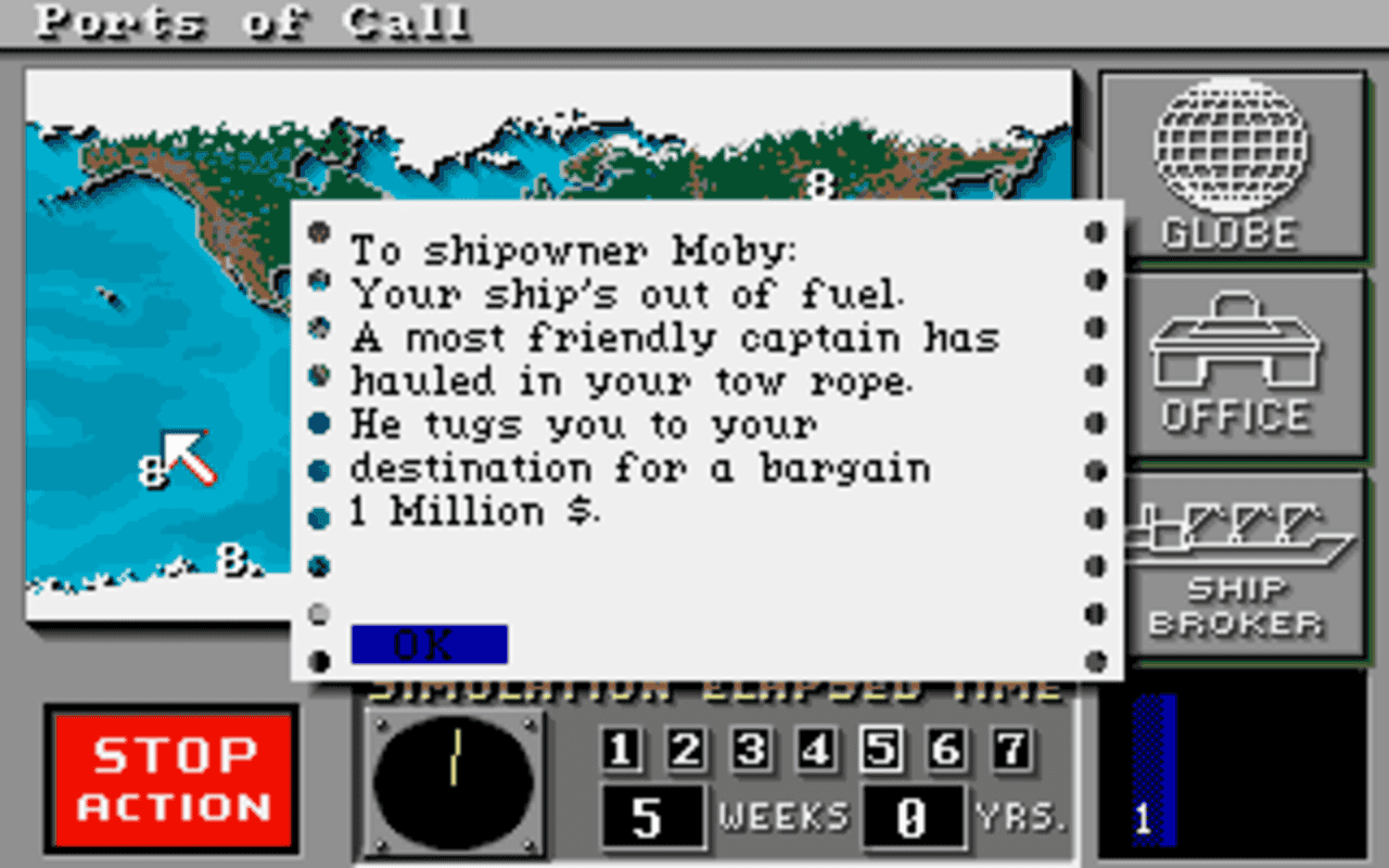 Gameplay screen of Ports of Call (6/8) Gameplay screen of Ports of Call (6/8)