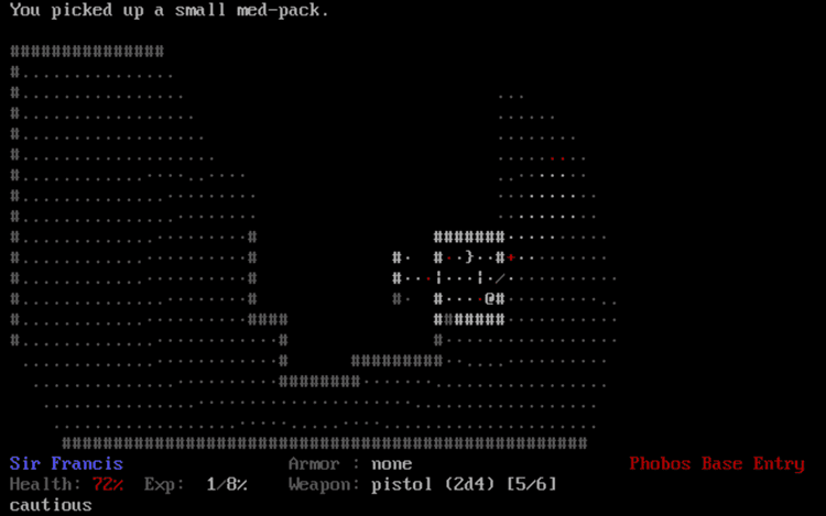Gameplay screen of Doom, the Roguelike (5/8) Gameplay screen of Doom, the Roguelike (5/8)