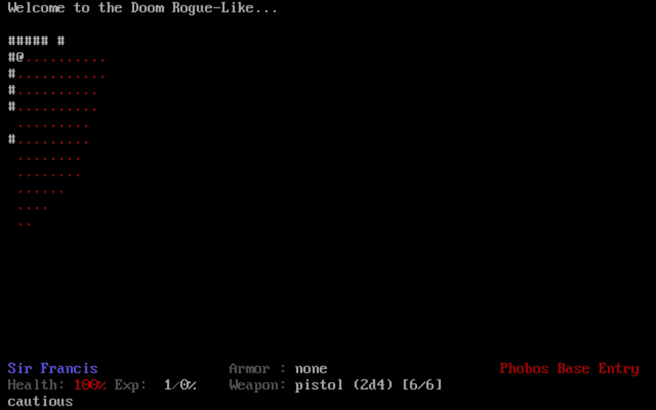 Gameplay screen of Doom, the Roguelike (7/8) Gameplay screen of Doom, the Roguelike (7/8)