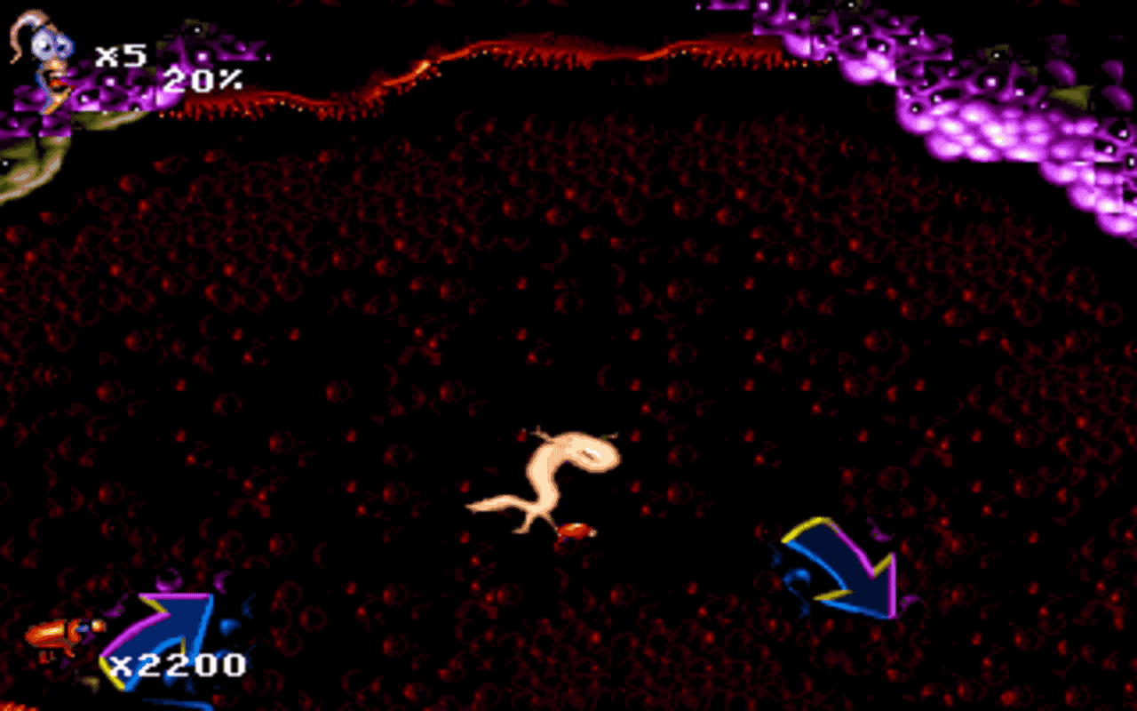 Gameplay screen of Earthworm Jim 1 & 2: The Whole Can 'O Worms (2/8) Gameplay screen of Earthworm Jim 1 & 2: The Whole Can 'O Worms (2/8)