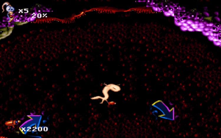 Gameplay screen of Earthworm Jim 1 & 2: The Whole Can 'O Worms (2/8) Gameplay screen of Earthworm Jim 1 & 2: The Whole Can 'O Worms (2/8)