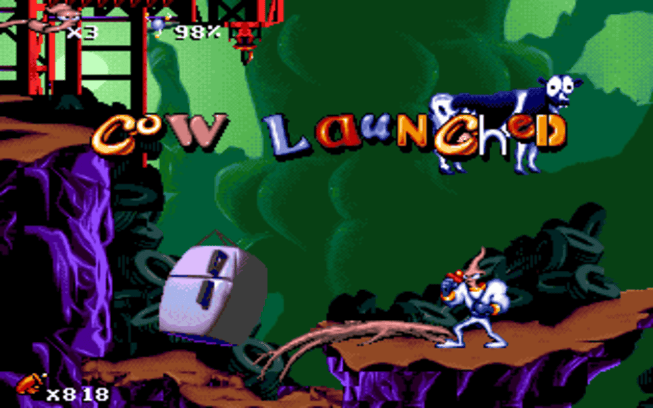 Gameplay screen of Earthworm Jim 1 & 2: The Whole Can 'O Worms (3/8) Gameplay screen of Earthworm Jim 1 & 2: The Whole Can 'O Worms (3/8)